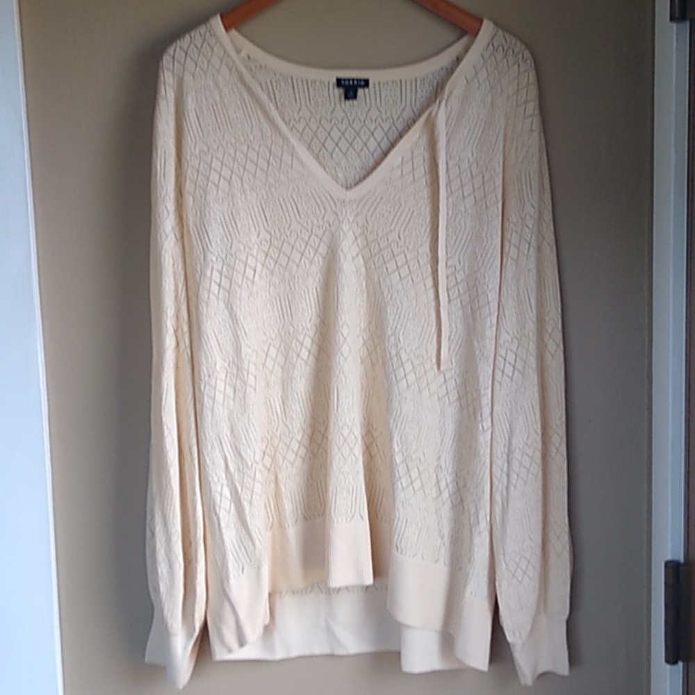 Torrid Cream V-Neck Knit Sweater - Picture 2 of 7
